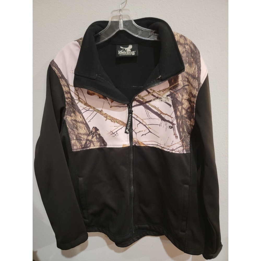Kings River Women's Pink Mossy Oak Full Zip Softshell‎ Fleece Lined Jacket XL